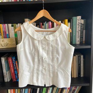 Vintage white/cream sleeveless peasant top, size S.